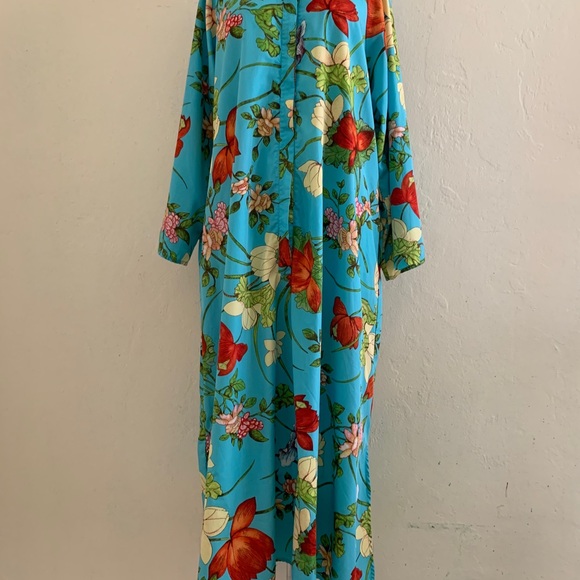 Sold Aqua Blue Floral Maxi Kaftan - Picture 4 of 12
